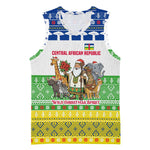 Central African Republic Christmas Basketball Jersey Santa and Safari Animals Baobab Trees Snowflakes - African Pride