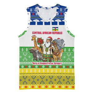 Central African Republic Christmas Basketball Jersey Santa and Safari Animals Baobab Trees Snowflakes - African Pride