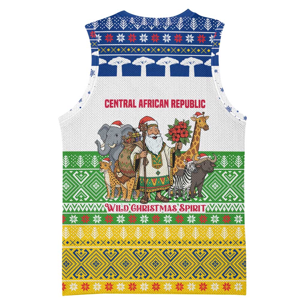 Central African Republic Christmas Basketball Jersey Santa and Safari Animals Baobab Trees Snowflakes - African Pride
