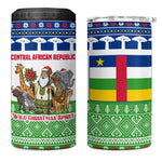 Central African Republic Christmas 4 in 1 Can Cooler Tumbler Santa and Safari Animals Baobab Trees Snowflakes - African Pride