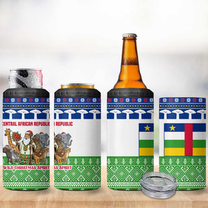 Central African Republic Christmas 4 in 1 Can Cooler Tumbler Santa and Safari Animals Baobab Trees Snowflakes - African Pride