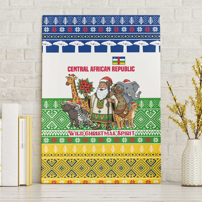 Central African Republic Christmas Canvas Wall Art Santa and Safari Animals Baobab Trees Snowflakes - African Pride