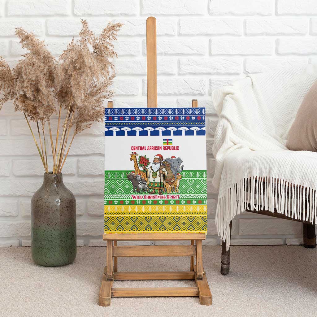 Central African Republic Christmas Canvas Wall Art Santa and Safari Animals Baobab Trees Snowflakes - African Pride