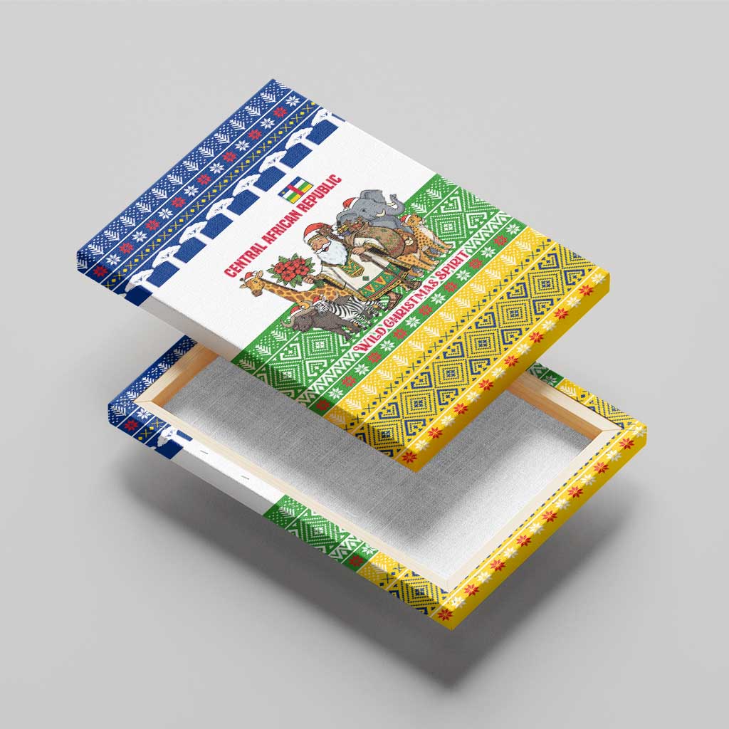 Central African Republic Christmas Canvas Wall Art Santa and Safari Animals Baobab Trees Snowflakes - African Pride