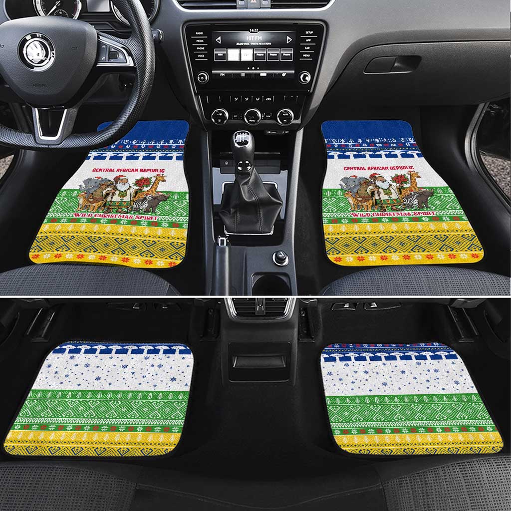 Central African Republic Christmas Car Mats Santa and Safari Animals Baobab Trees Snowflakes - African Pride