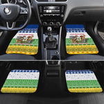 Central African Republic Christmas Car Mats Santa and Safari Animals Baobab Trees Snowflakes - African Pride