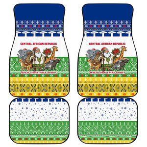 Central African Republic Christmas Car Mats Santa and Safari Animals Baobab Trees Snowflakes - African Pride