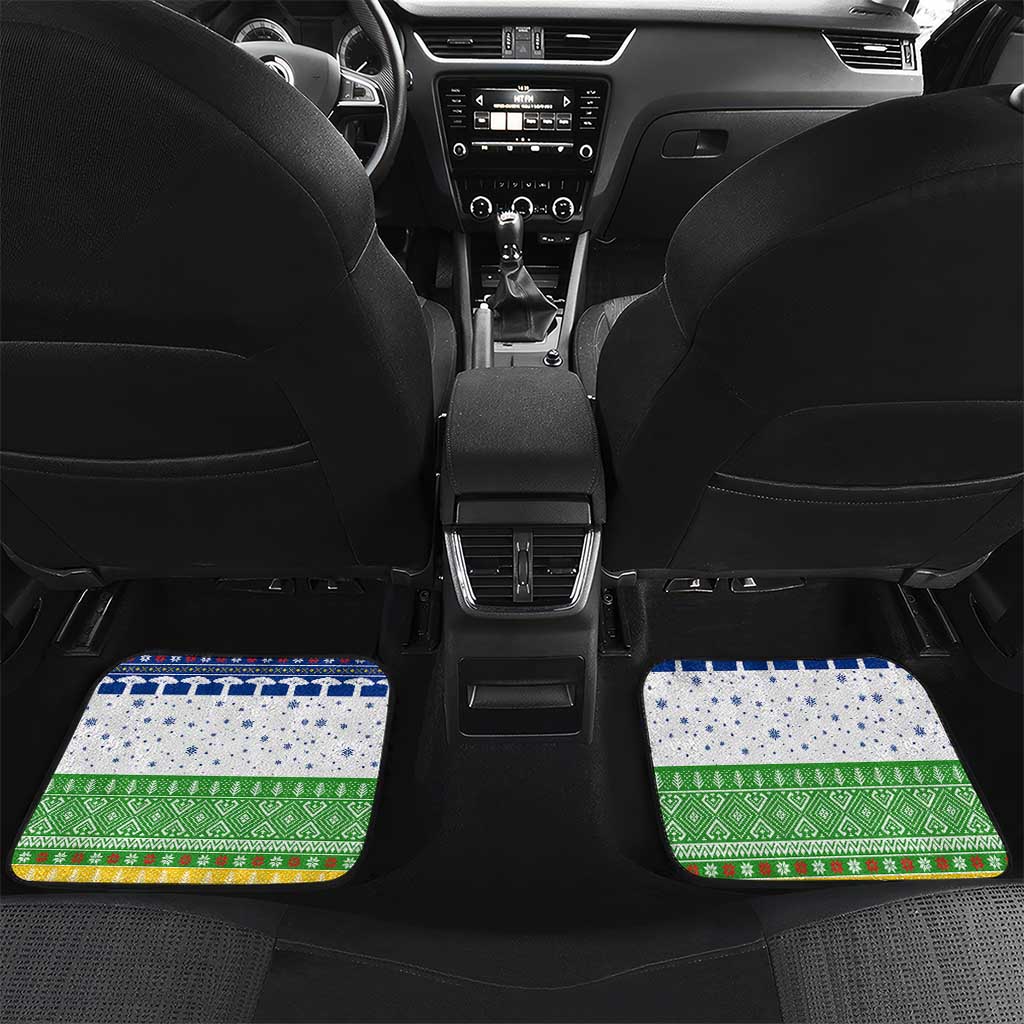 Central African Republic Christmas Car Mats Santa and Safari Animals Baobab Trees Snowflakes - African Pride