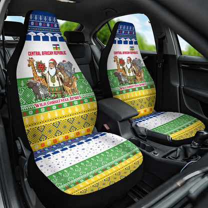 Central African Republic Christmas Car Seat Cover Santa and Safari Animals Baobab Trees Snowflakes - African Pride
