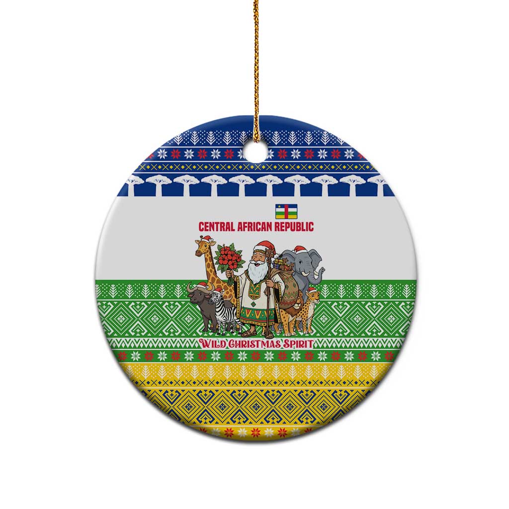 Central African Republic Christmas Ceramic Ornament Santa and Safari Animals Baobab Trees Snowflakes - African Pride