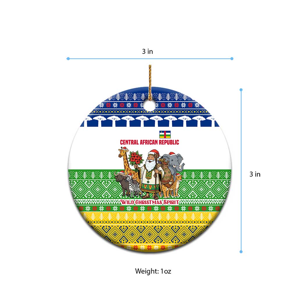 Central African Republic Christmas Ceramic Ornament Santa and Safari Animals Baobab Trees Snowflakes - African Pride