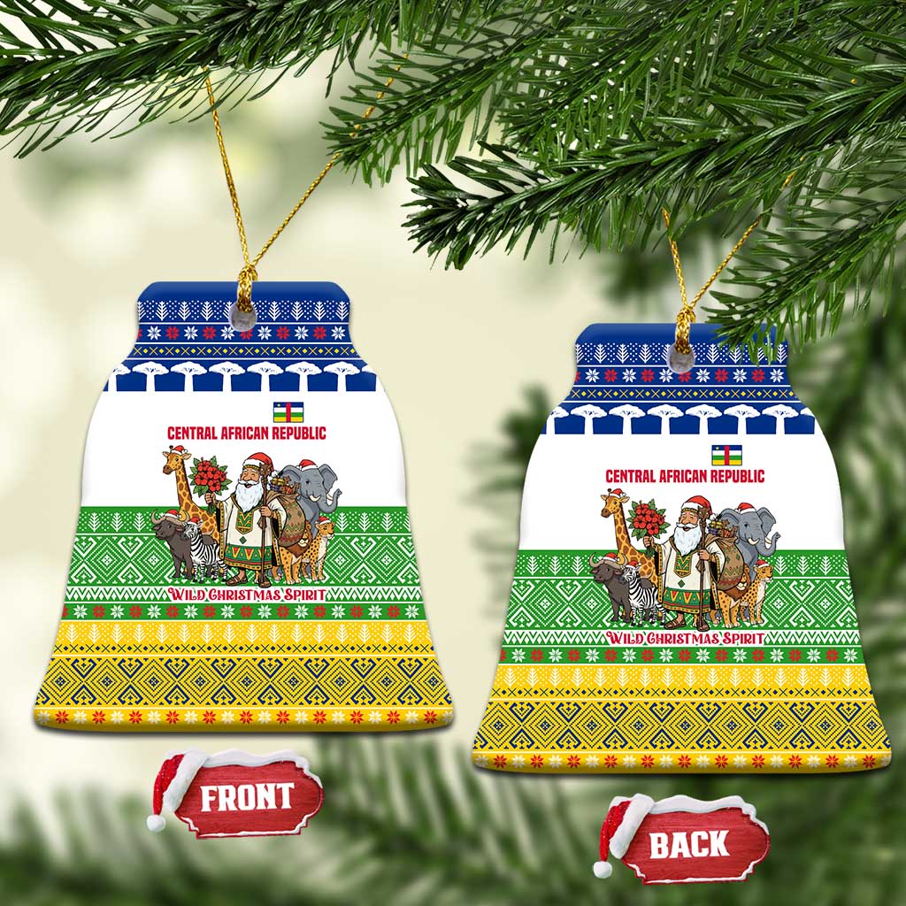 Central African Republic Christmas Ceramic Ornament Santa and Safari Animals Baobab Trees Snowflakes - African Pride