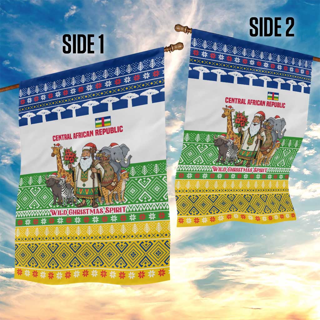 Central African Republic Christmas Garden Flag Santa and Safari Animals Baobab Trees Snowflakes - African Pride