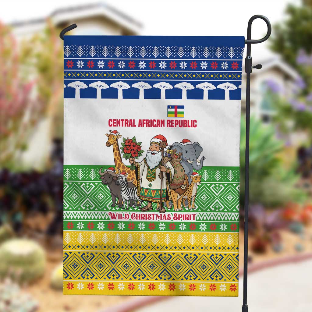 Central African Republic Christmas Garden Flag Santa and Safari Animals Baobab Trees Snowflakes - African Pride
