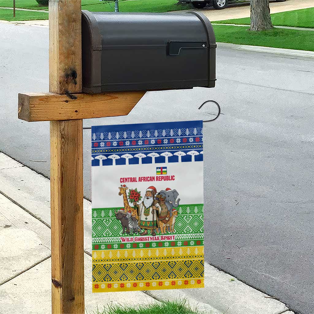 Central African Republic Christmas Garden Flag Santa and Safari Animals Baobab Trees Snowflakes - African Pride