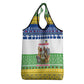 Central African Republic Christmas Grocery Bag Santa and Safari Animals Baobab Trees Snowflakes - African Pride