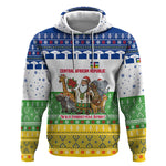 Central African Republic Christmas Hoodie Santa and Safari Animals Baobab Trees Snowflakes - African Pride