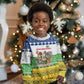 Central African Republic Christmas Kid Ugly Christmas Sweater Santa and Safari Animals Baobab Trees Snowflakes - African Pride
