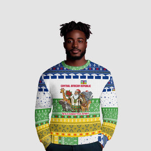 Central African Republic Christmas Ugly Christmas Sweater Santa and Safari Animals Baobab Trees Snowflakes - African Pride