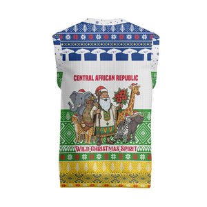 Central African Republic Christmas Knitted V-Neck Vest Santa and Safari Animals Baobab Trees Snowflakes - African Pride