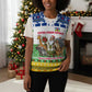 Central African Republic Christmas Knitted V-Neck Vest Santa and Safari Animals Baobab Trees Snowflakes - African Pride