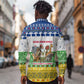 Central African Republic Christmas Long Sleeve Button Shirt Santa and Safari Animals Baobab Trees Snowflakes - African Pride