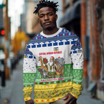 Central African Republic Christmas Long Sleeve Shirt Santa and Safari Animals Baobab Trees Snowflakes - African Pride