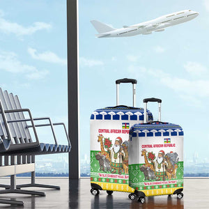 Central African Republic Christmas Luggage Cover Santa and Safari Animals Baobab Trees Snowflakes - African Pride