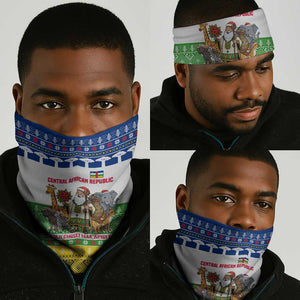 Central African Republic Christmas Neck Gaiter Santa and Safari Animals Baobab Trees Snowflakes - African Pride