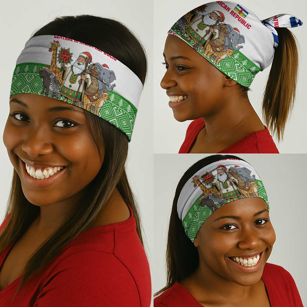 Central African Republic Christmas Neck Gaiter Santa and Safari Animals Baobab Trees Snowflakes - African Pride
