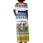 Central African Republic Christmas Off Shoulder Maxi Dress Santa and Safari Animals Baobab Trees Snowflakes - African Pride