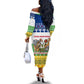 Central African Republic Christmas Off The Shoulder Long Sleeve Dress Santa and Safari Animals Baobab Trees Snowflakes - African Pride