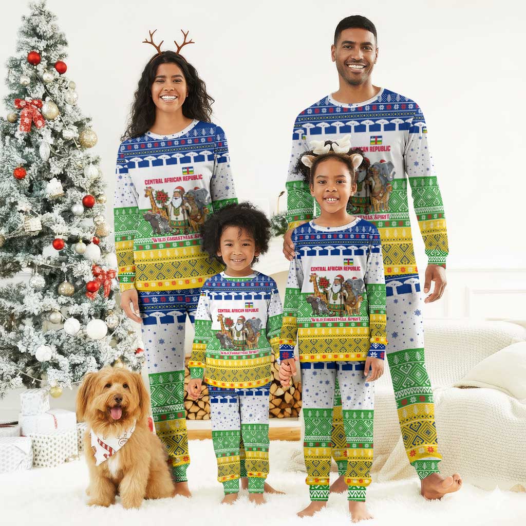 Central African Republic Christmas Pajama Set Santa and Safari Animals Baobab Trees Snowflakes - African Pride