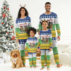 Central African Republic Christmas Pajama Set Santa and Safari Animals Baobab Trees Snowflakes - African Pride