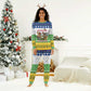 Central African Republic Christmas Pajama Set Santa and Safari Animals Baobab Trees Snowflakes - African Pride
