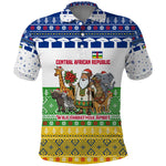 Central African Republic Christmas Polo Shirt Santa and Safari Animals Baobab Trees Snowflakes - African Pride