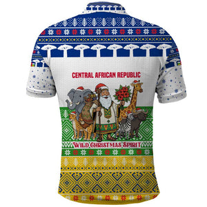 Central African Republic Christmas Polo Shirt Santa and Safari Animals Baobab Trees Snowflakes - African Pride
