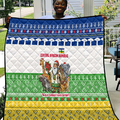 Central African Republic Christmas Quilt Santa and Safari Animals Baobab Trees Snowflakes - African Pride
