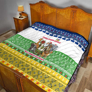 Central African Republic Christmas Quilt Santa and Safari Animals Baobab Trees Snowflakes - African Pride