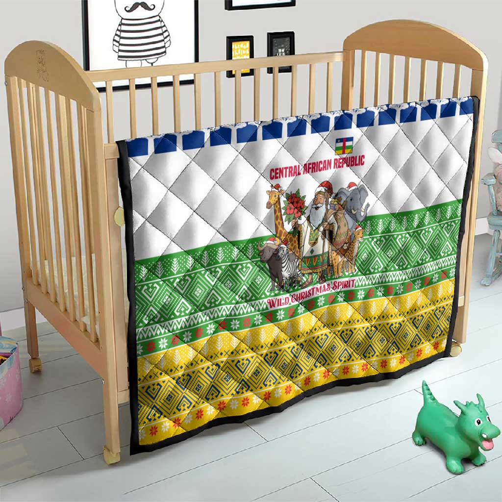 Central African Republic Christmas Quilt Santa and Safari Animals Baobab Trees Snowflakes - African Pride