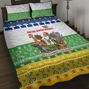 Central African Republic Christmas Quilt Bed Set Santa and Safari Animals Baobab Trees Snowflakes - African Pride