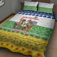 Central African Republic Christmas Quilt Bed Set Santa and Safari Animals Baobab Trees Snowflakes - African Pride