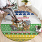 Central African Republic Christmas Round Carpet Santa and Safari Animals Baobab Trees Snowflakes - African Pride