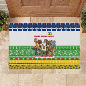 Central African Republic Christmas Rubber Doormat Santa and Safari Animals Baobab Trees Snowflakes - African Pride