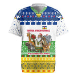 Central African Republic Christmas Rugby Jersey Santa and Safari Animals Baobab Trees Snowflakes - African Pride