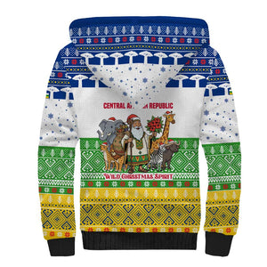 Central African Republic Christmas Sherpa Hoodie Santa and Safari Animals Baobab Trees Snowflakes - African Pride