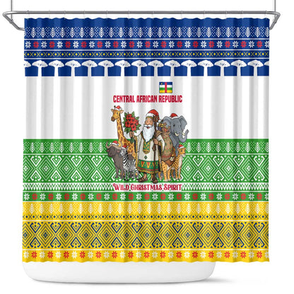 Central African Republic Christmas Shower Curtain Santa and Safari Animals Baobab Trees Snowflakes - African Pride
