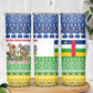 Central African Republic Christmas Skinny Tumbler Santa and Safari Animals Baobab Trees Snowflakes - African Pride