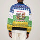 Central African Republic Christmas Sleeve Zip Bomber Jacket Santa and Safari Animals Baobab Trees Snowflakes - African Pride