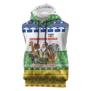 Central African Republic Christmas Sleeveless Hoodie Santa and Safari Animals Baobab Trees Snowflakes - African Pride